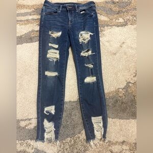 American Eagle Outfitters Ripped Blue Skinny Jeans Size 8